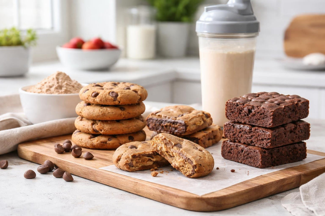 row of sports nutrition cookies and brownies