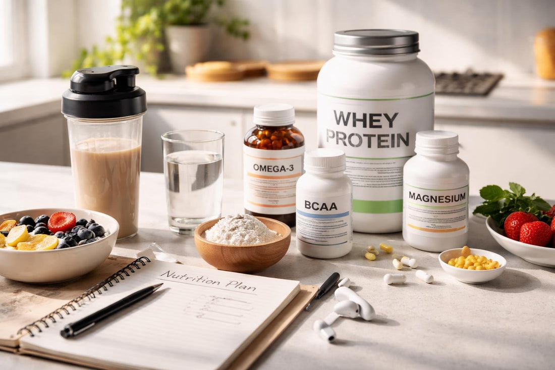 Supplements and notebook for a sports nutrition portfolio plan