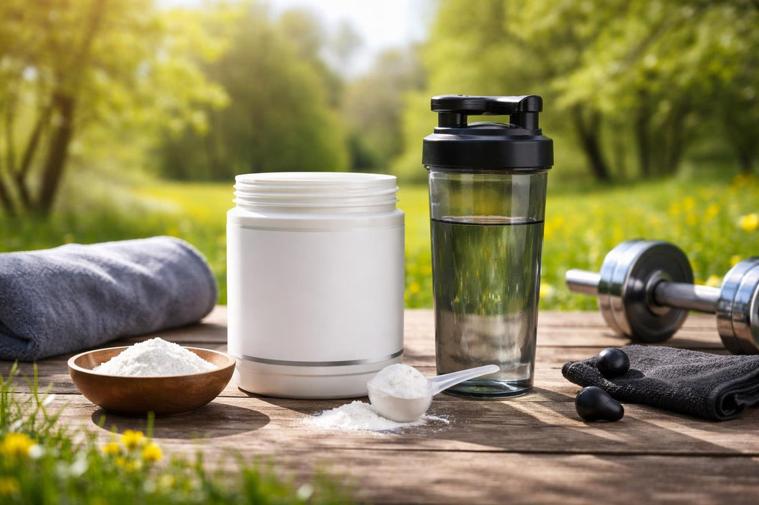Unflavoured creatine powder with shaker for spring training