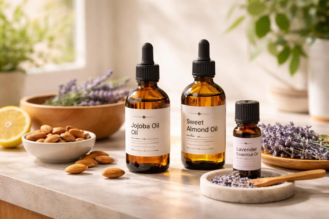 Jojoba and sweet almond oils with lavender for spring