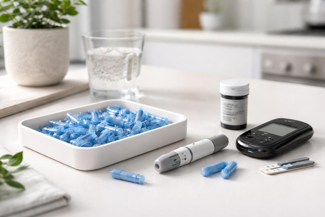 Sterile blood lancets tray and fingertip testing kit