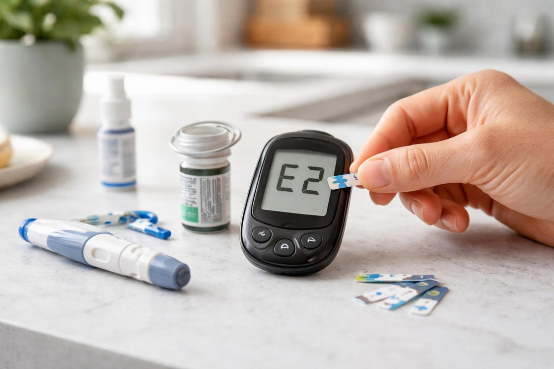 Close-up diabetic test strip and monitor troubleshooting