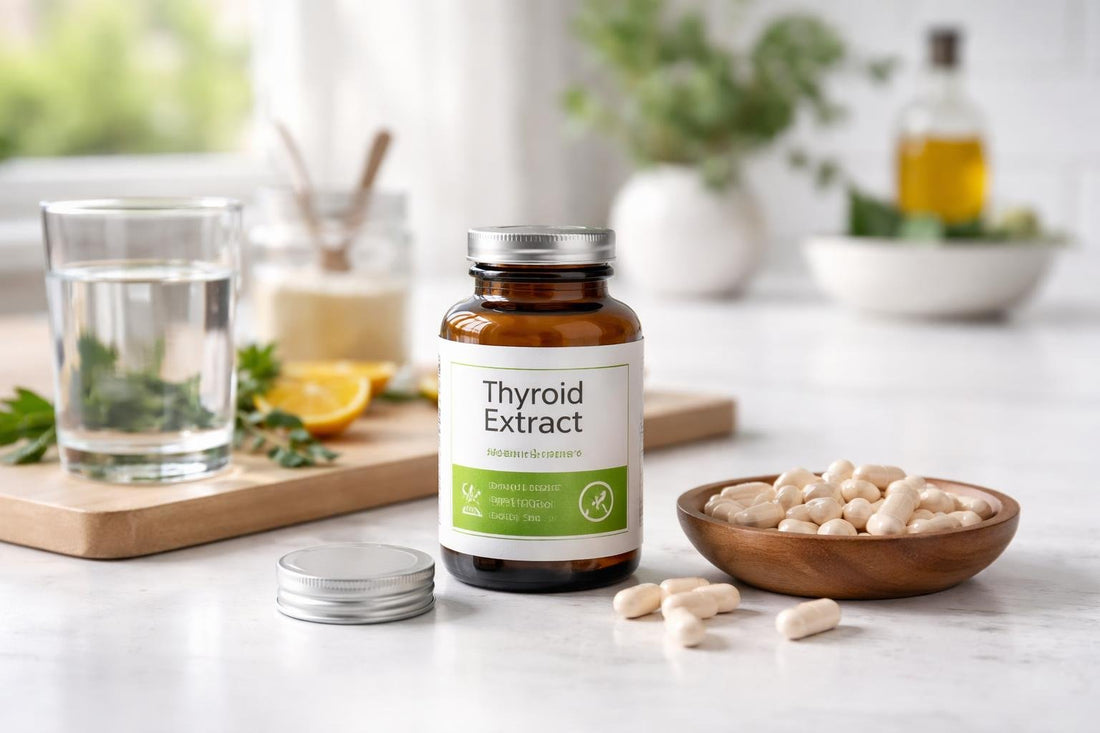 Thyroid extract supplement capsules for daily wellness support