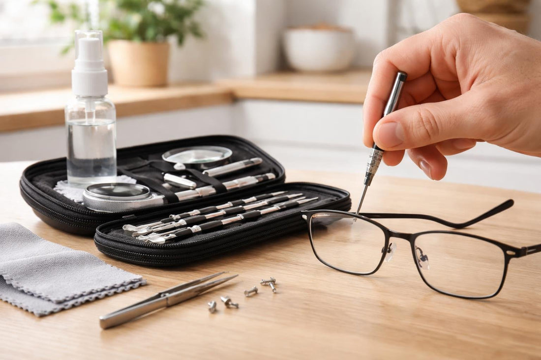 Micro screwdriver tightening hinge screw on eyeglass frames