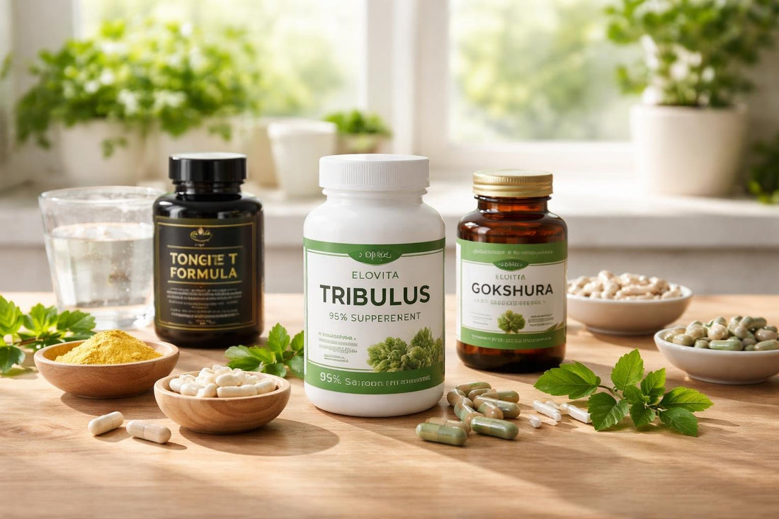Tribulus supplements and alternatives on wooden table