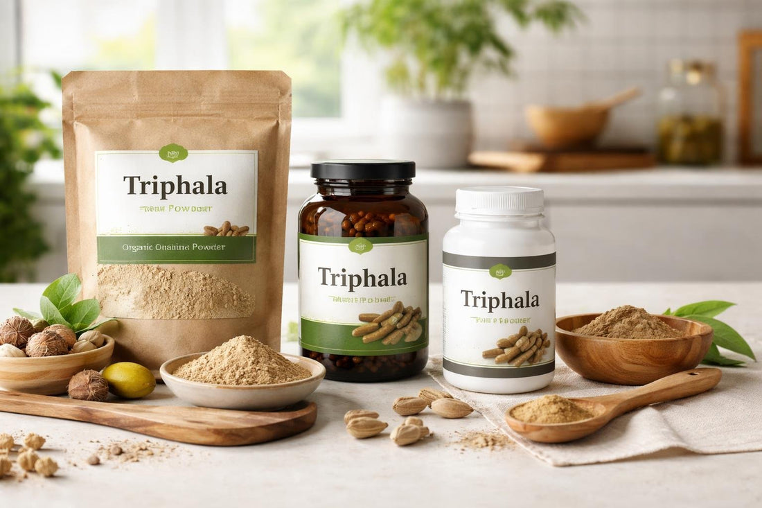 Triphala supplements jars and powders UK review