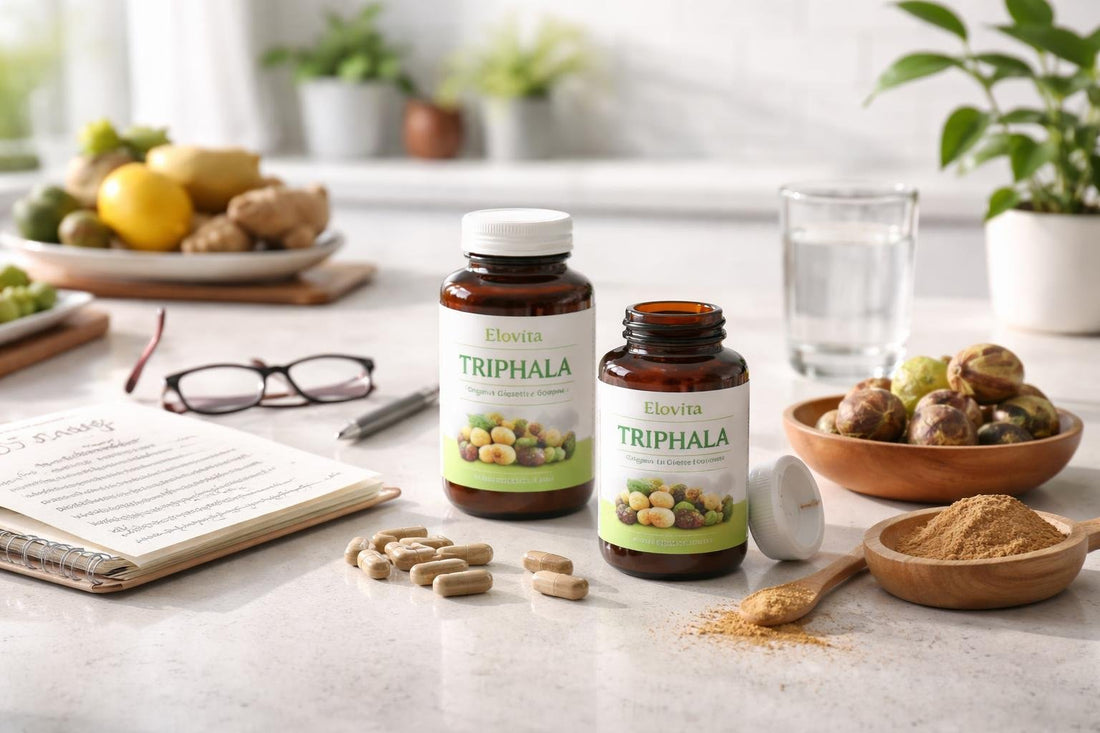 Triphala supplement bottles and troubleshooting guide