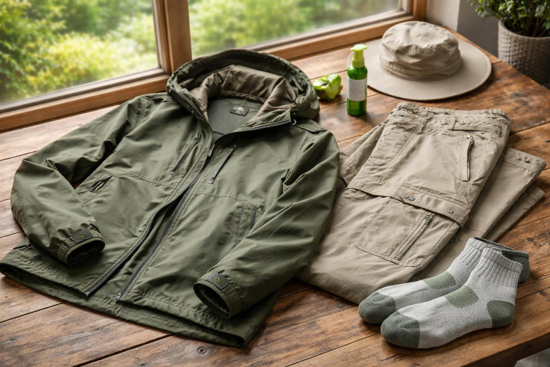 Insect repellent jacket, trousers and socks for UK walks