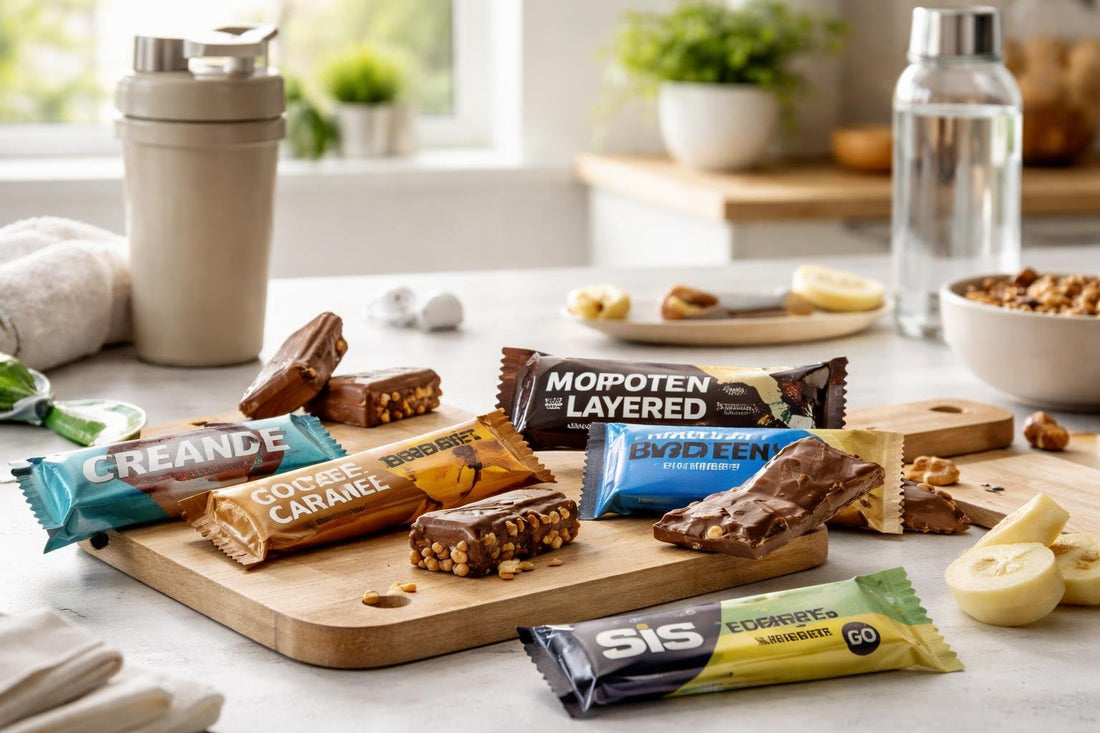 Selection of performance nutrition bars for UK training days