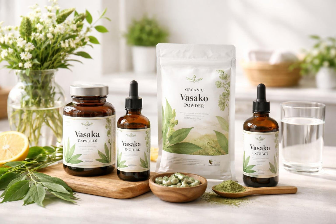 Vasaka botanical supplement selection on shelf
