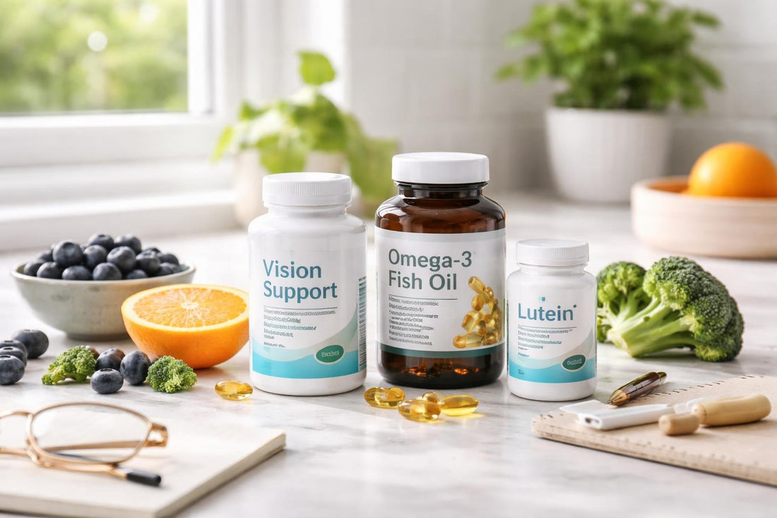 Vision support nutrition supplements for daily eye wellbeing