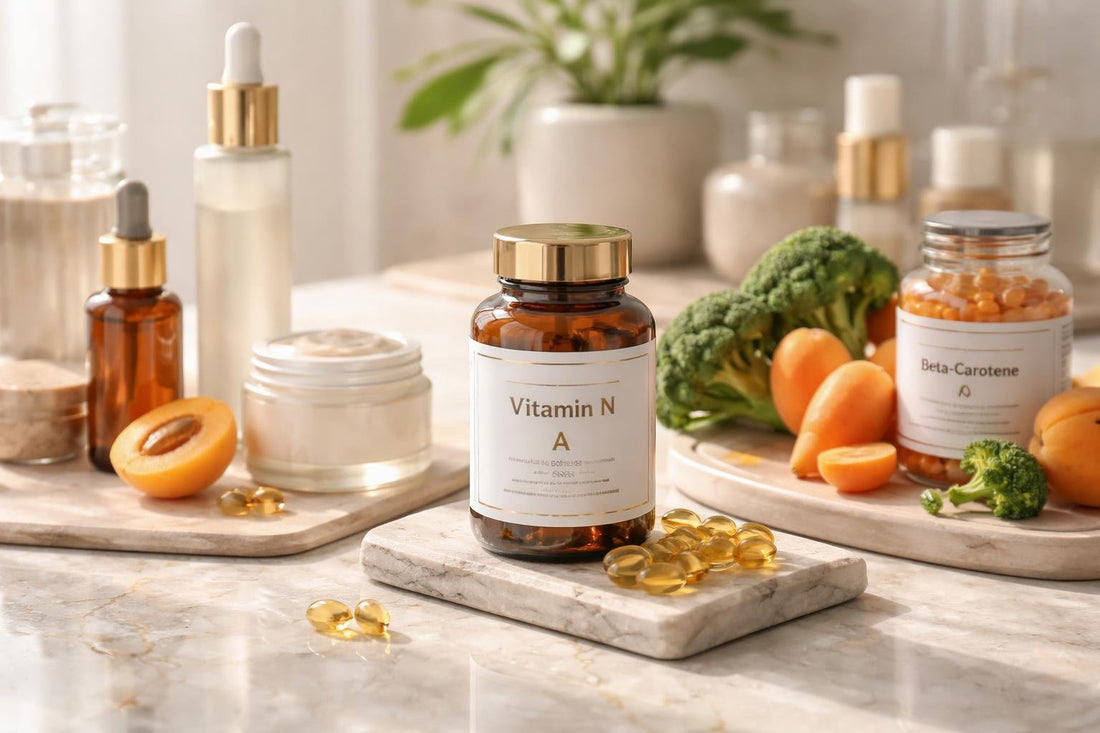 Vitamin A supplements and alternatives on table