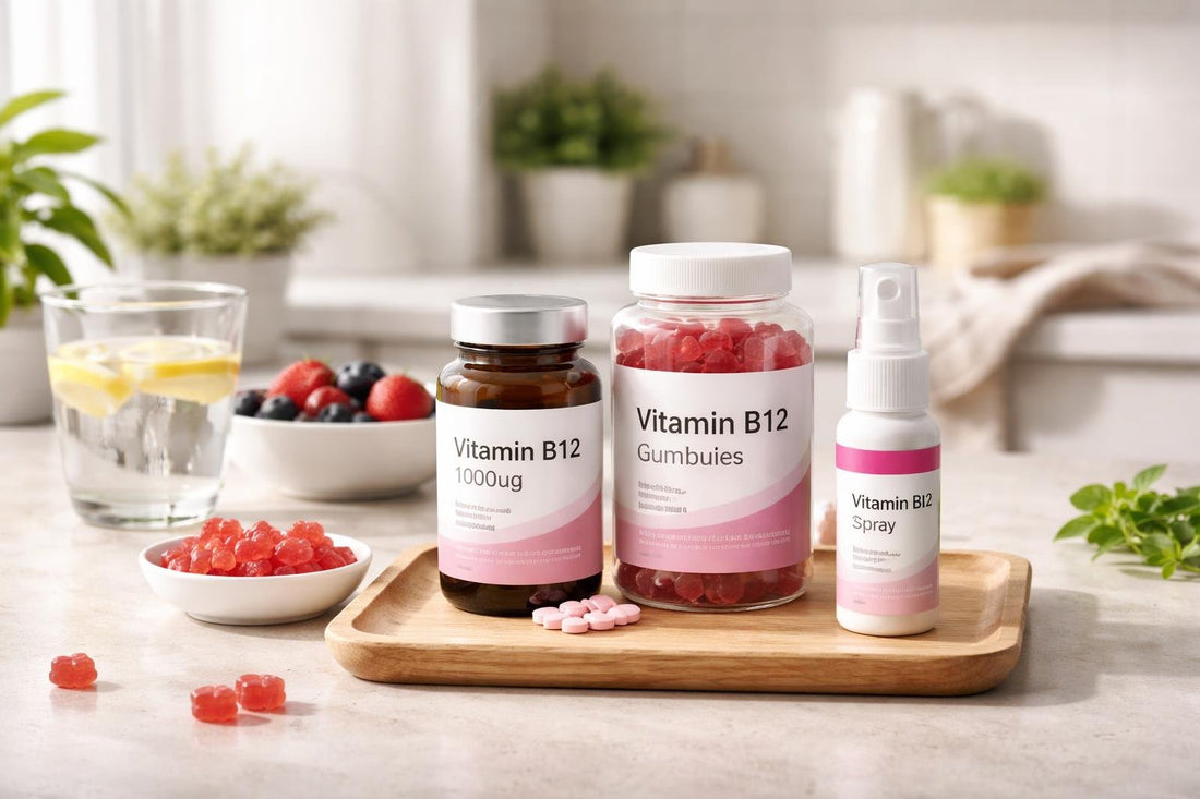 Vitamin B12 tablets sprays and gummies for seasonal routines