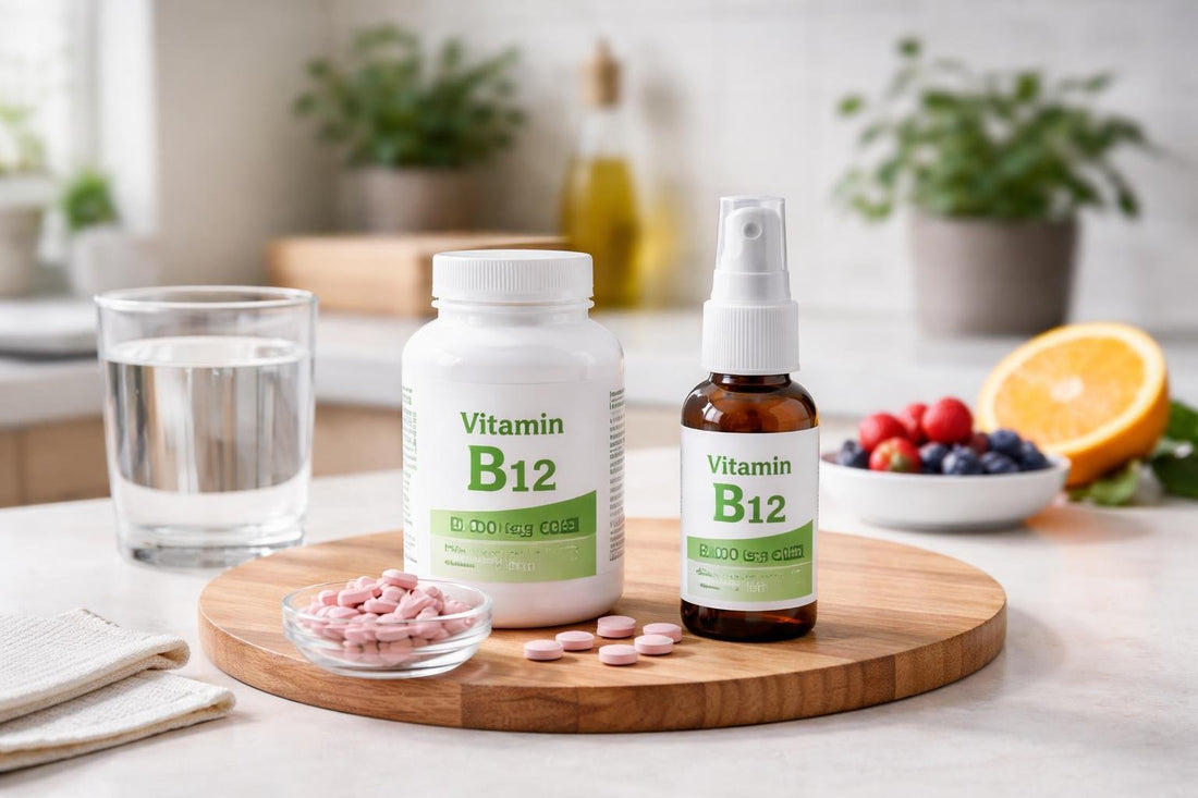 Vitamin B12 tablets and spray options for daily routines