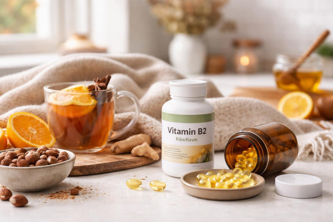 Vitamin B2 riboflavin capsules with winter hot drink