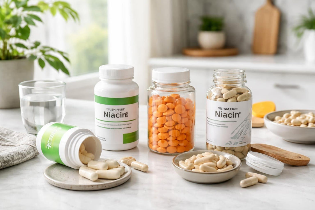 Vitamin B3 niacin tablets capsules and flush-free options