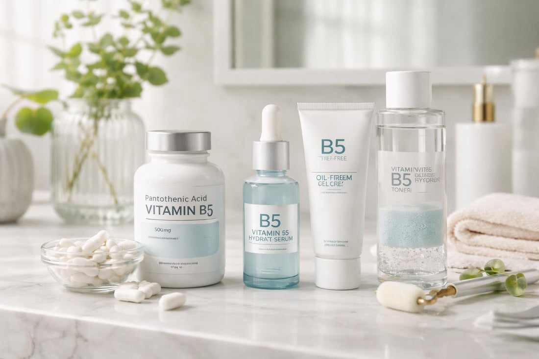 Vitamin B5 supplements and skincare for oily skin