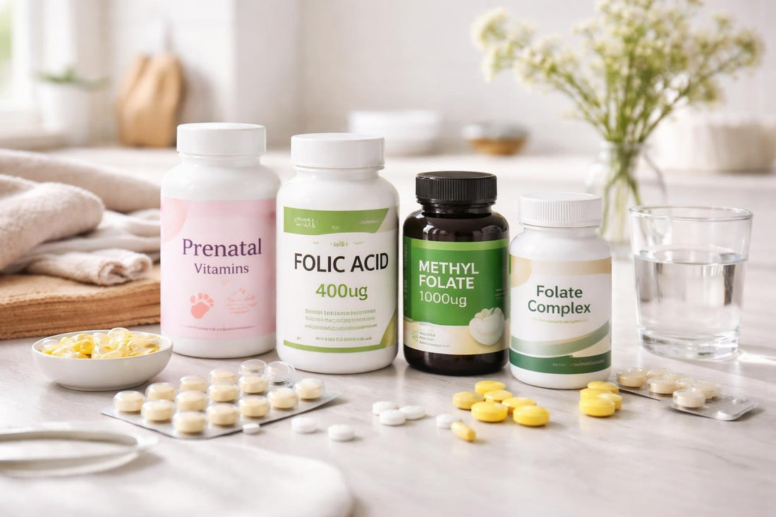Selection of Vitamin B9 folic acid supplements
