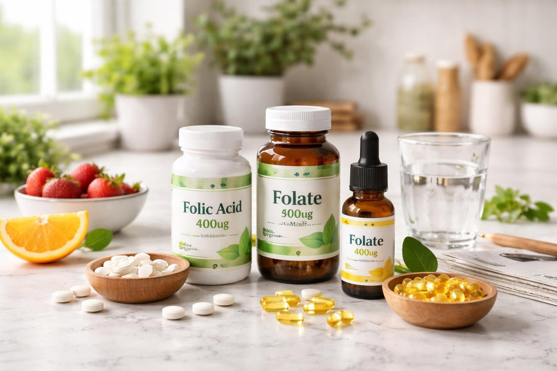 Vitamin B9 folic acid supplements for daily support