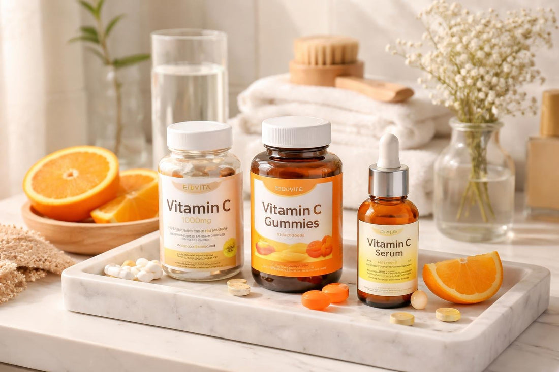 assorted vitamin C supplements for winter skin
