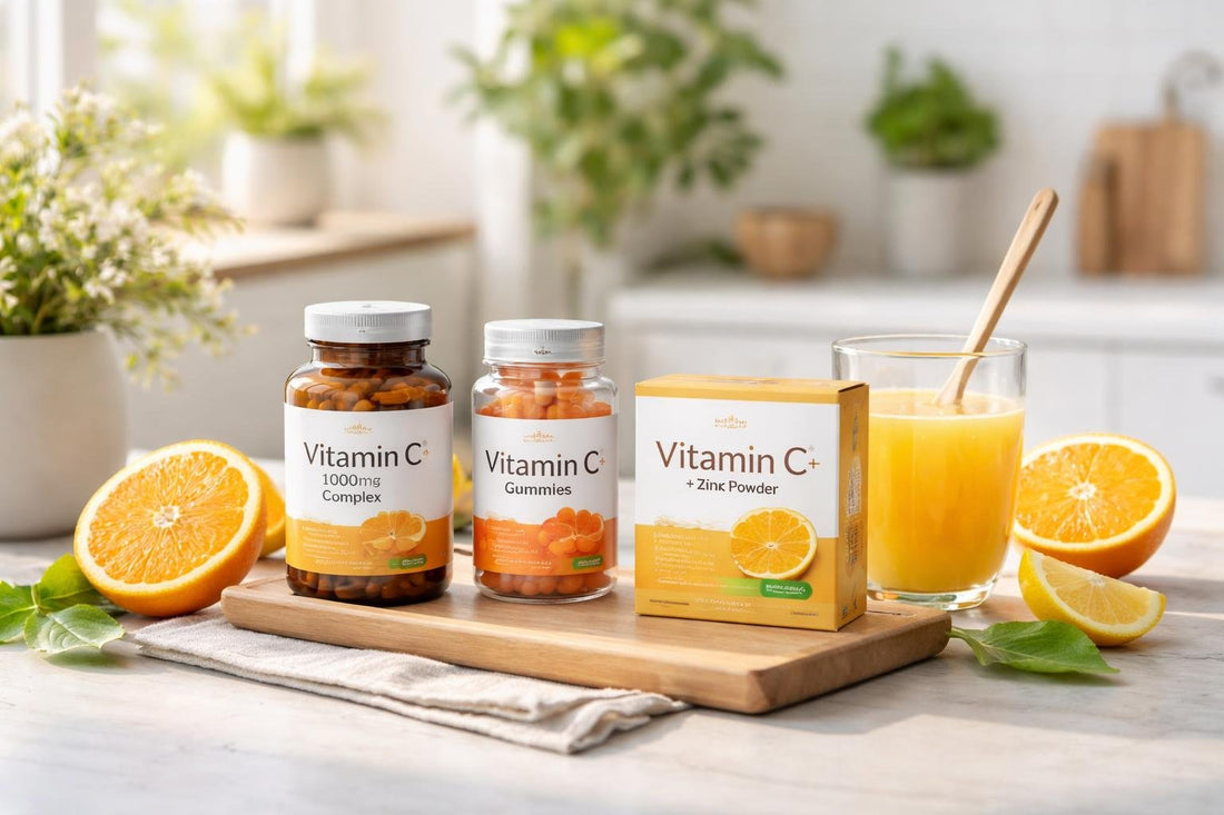 Vitamin C supplements for seasonal daily immune support routine