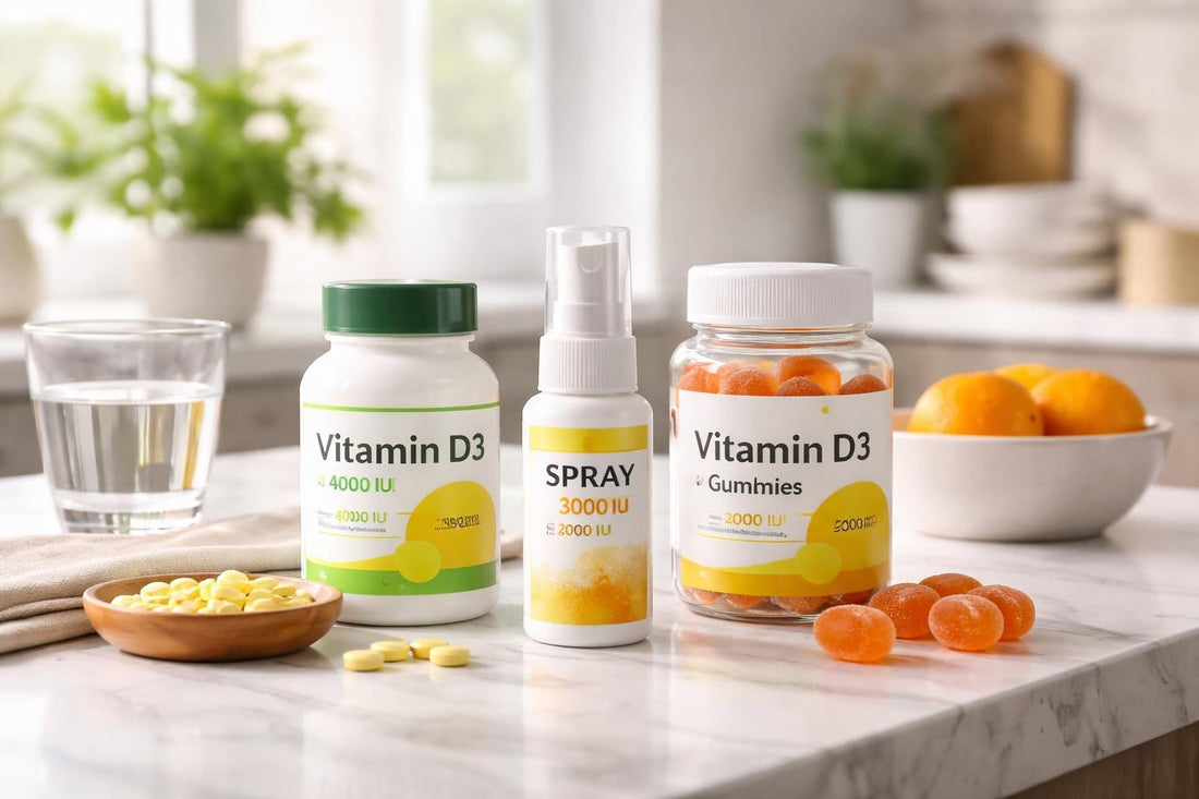 Vitamin D tablets, spray and gummies for daily support