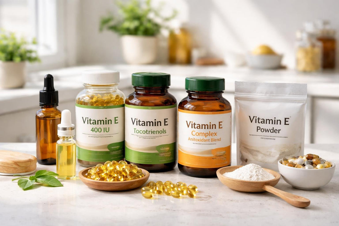Assorted vitamin E supplements and alternative forms
