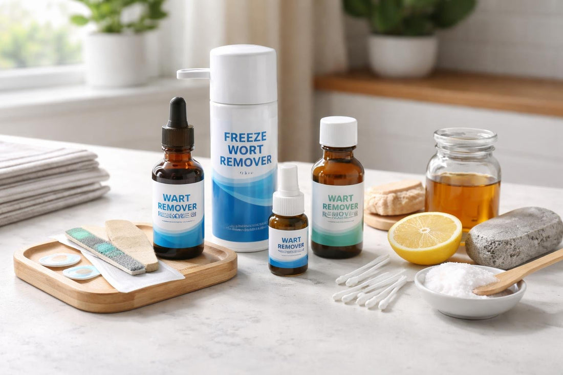 Assorted wart removal kits and home treatment options