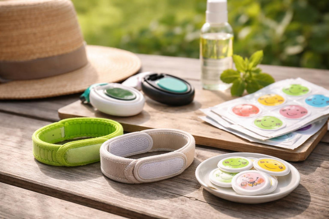 Wearable insect repellent bands, clips and patches outdoors