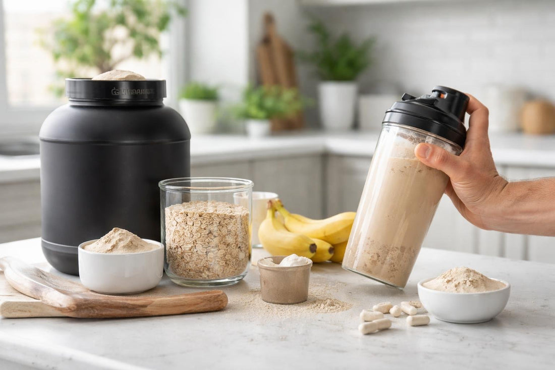 Mass gainer shake being mixed for digestion