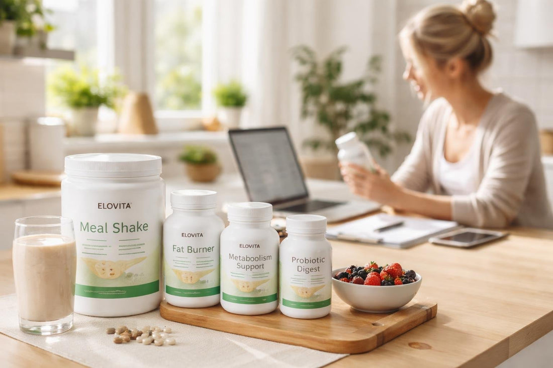 Busy mum comparing weight loss supplements online