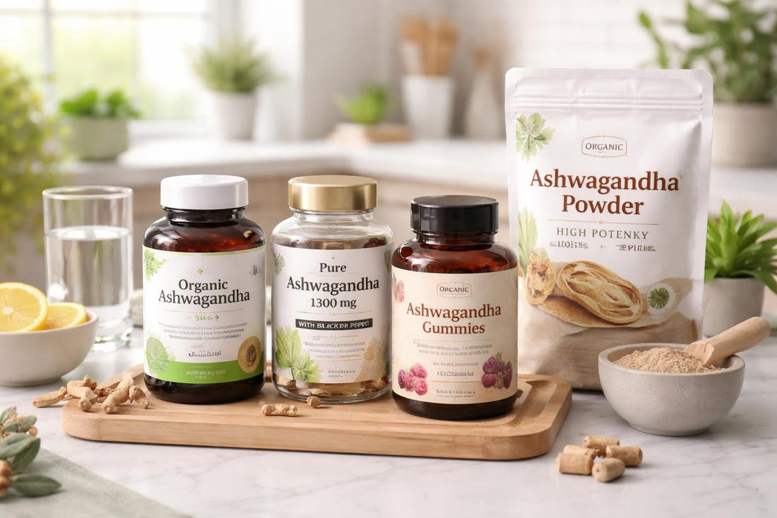 Ashwagandha supplements selection with quality labels in Yorkshire