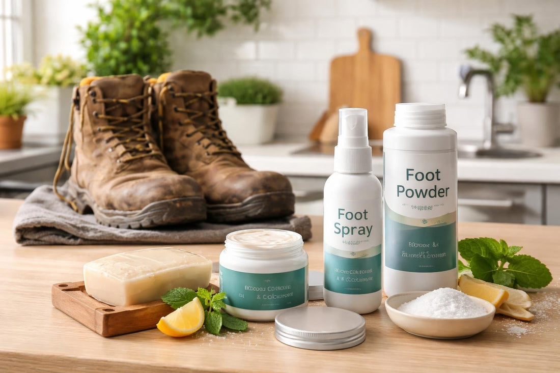 Foot odour control routine for sweaty feet in work boots