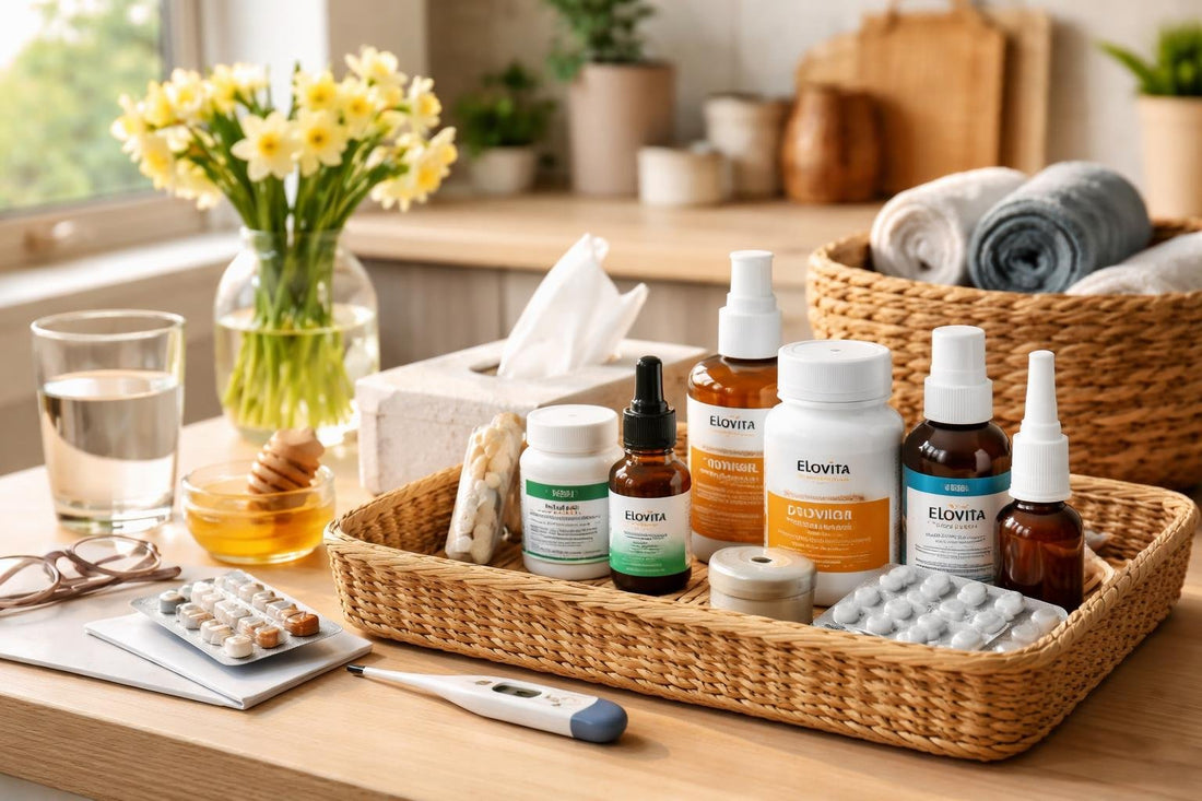 Everyday health care essentials laid out for a Yorkshire home