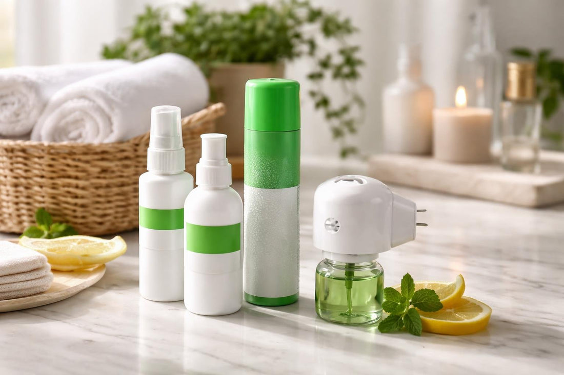 Spray, lotion and plug-in insect repellent options at home