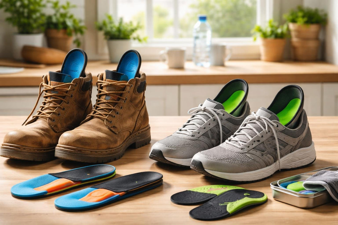 Supportive insoles inside work boots and trainers in Yorkshire