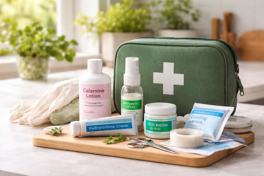 Home first aid kit for plant rash relief
