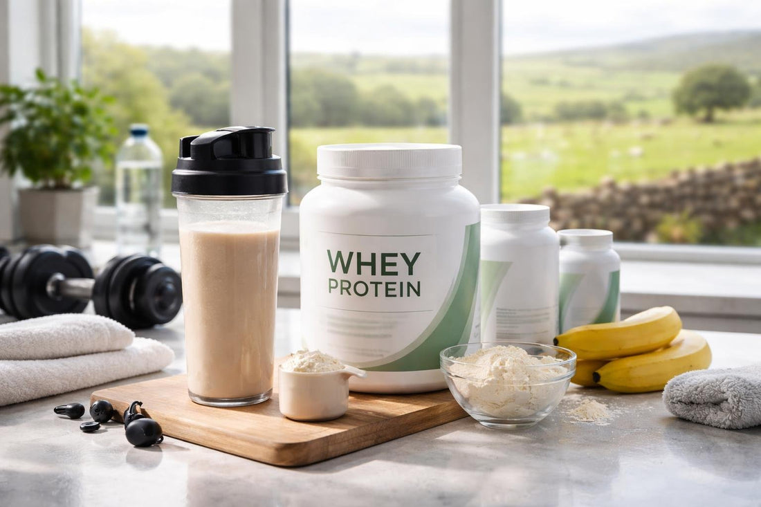 Whey protein powder shake for training recovery in Yorkshire