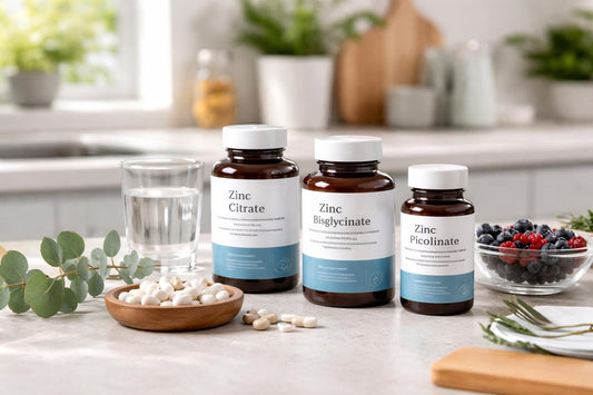 Zinc supplements and bottles for absorption troubleshooting