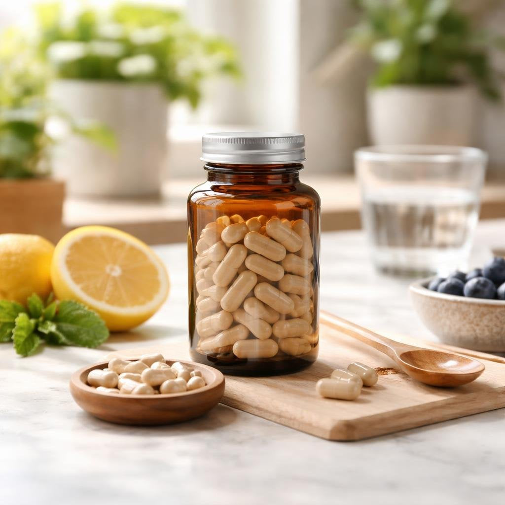 5-HTP capsules with clear serving guidance