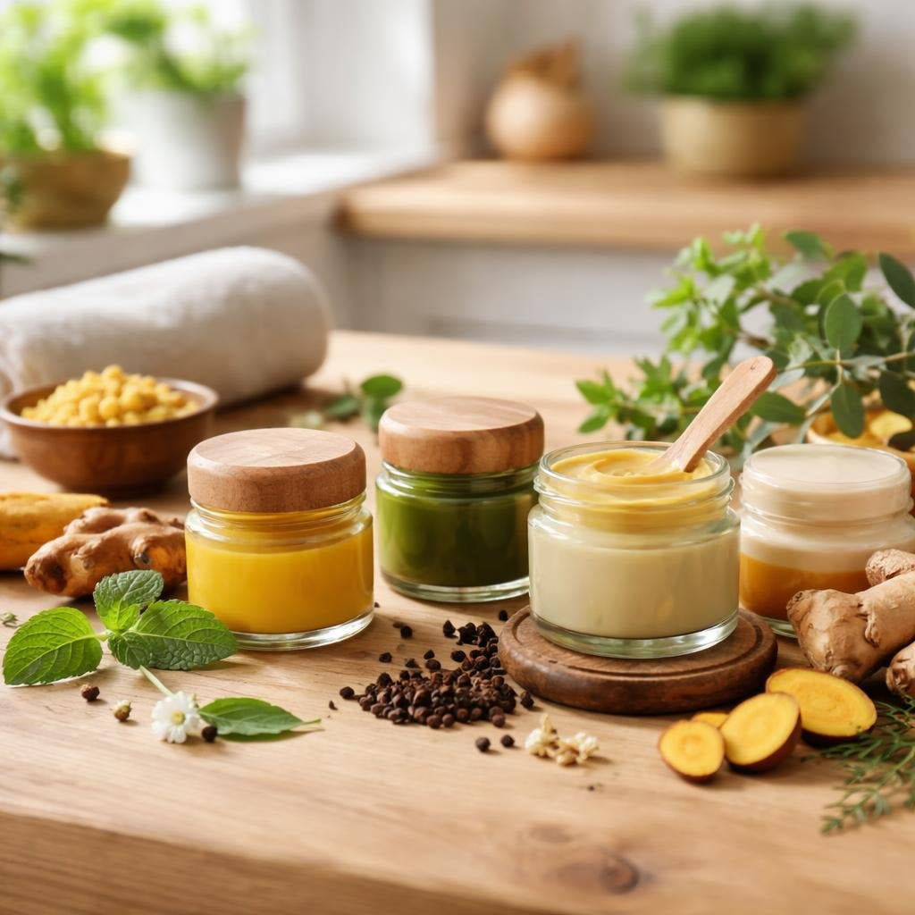 Ayurvedic balms and ointments in portable tins