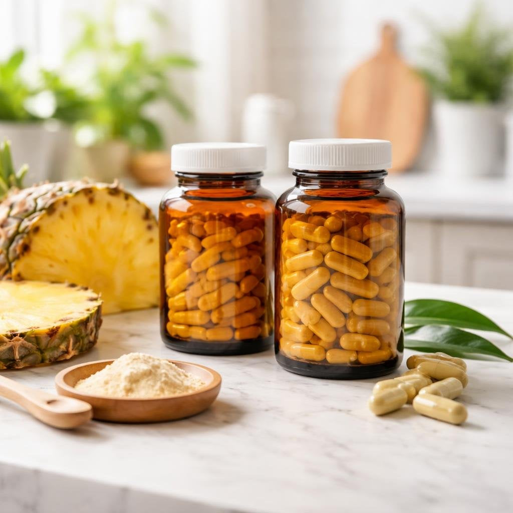 Bromelain enzyme capsules for daily digestive support