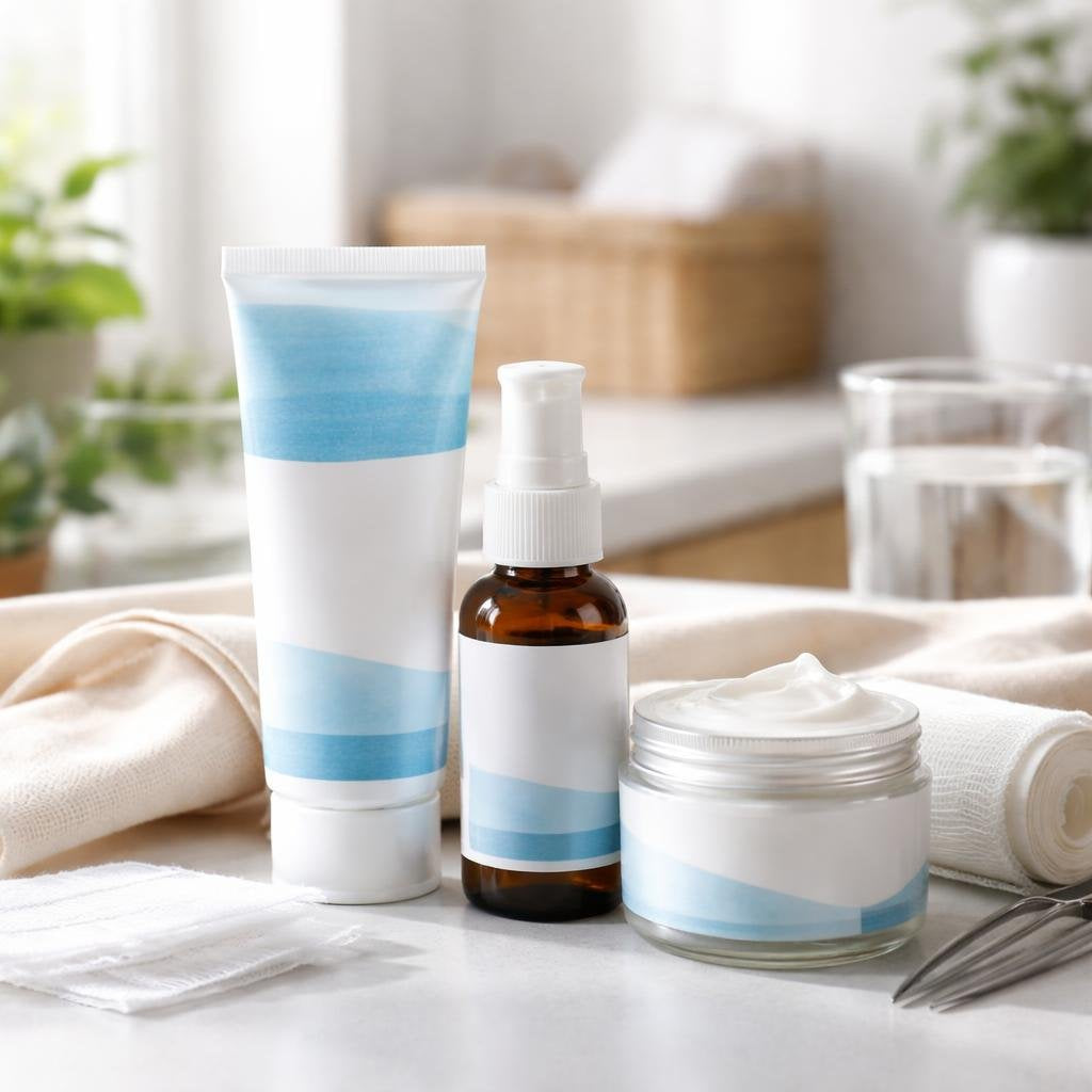 Cooling burn gel with hydrogel and non-stick dressings