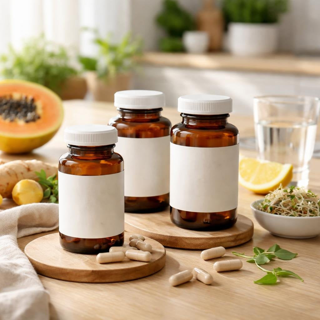 Digestive enzyme capsules for everyday post-meal comfort
