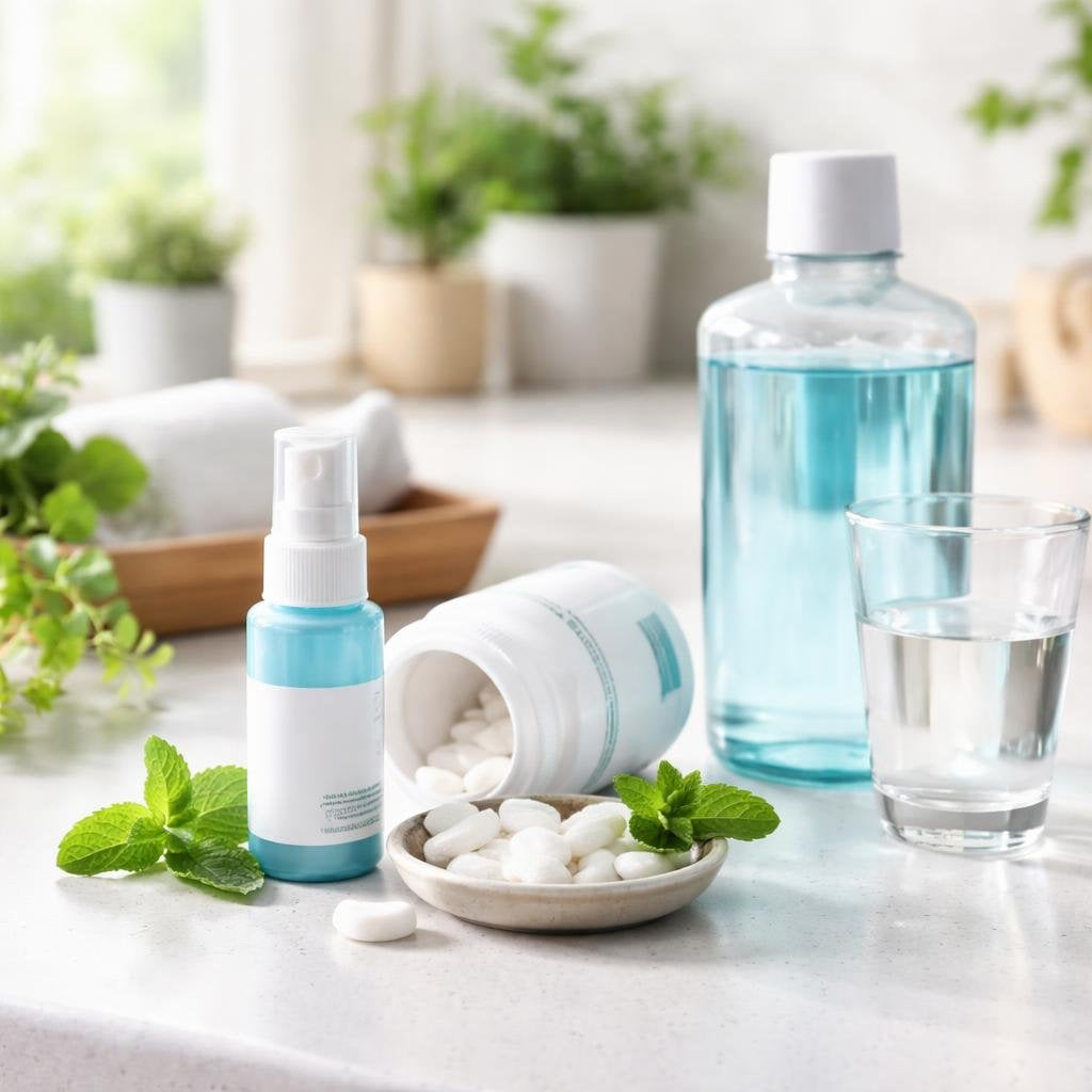 Selection of dry mouth sprays, gels and lozenges