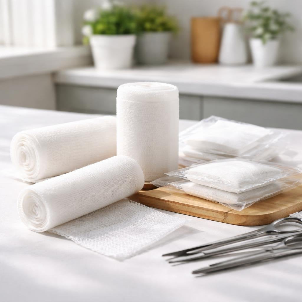 Sterile first aid gauze pads for clean wound dressing
