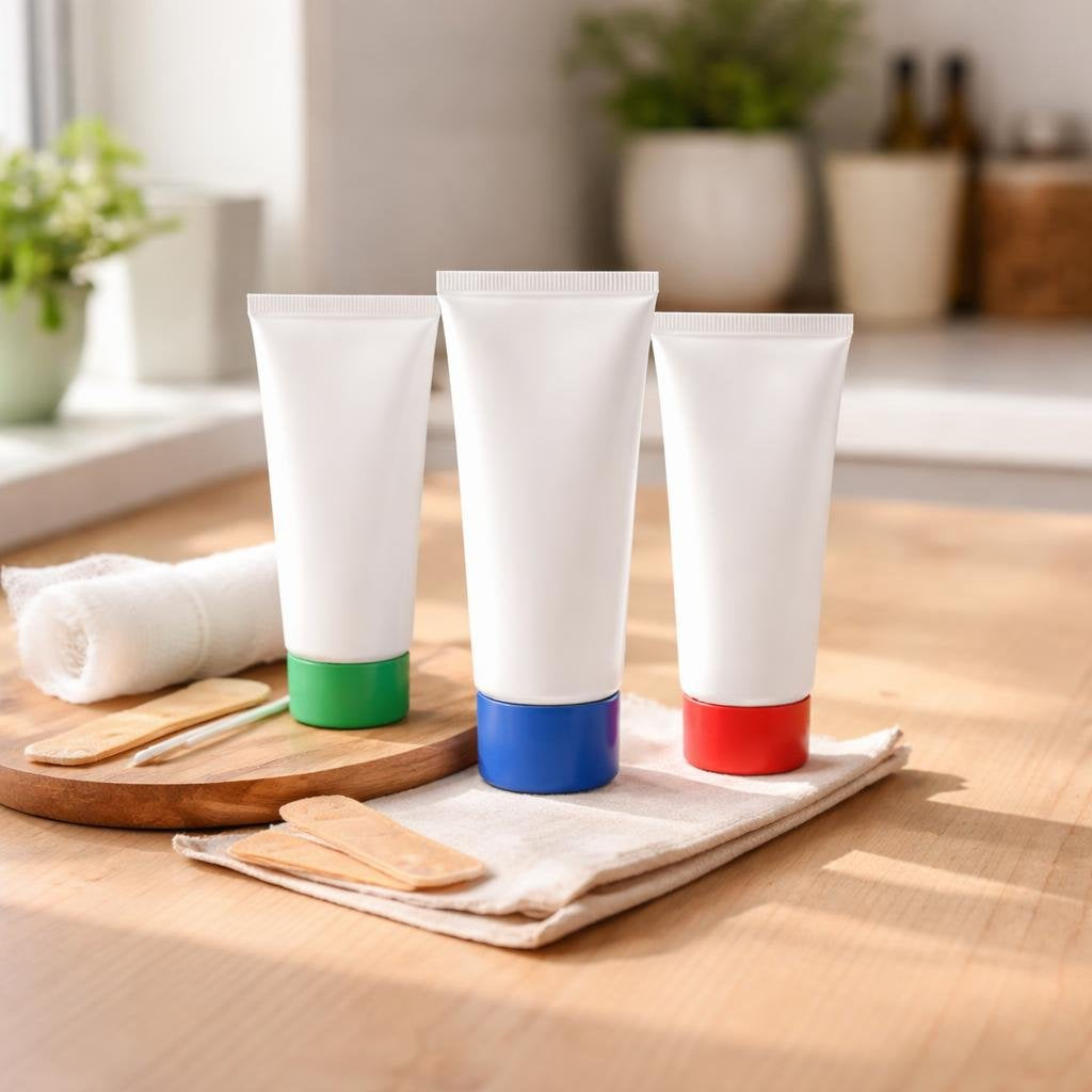 First aid ointments and soothing balms assortment
