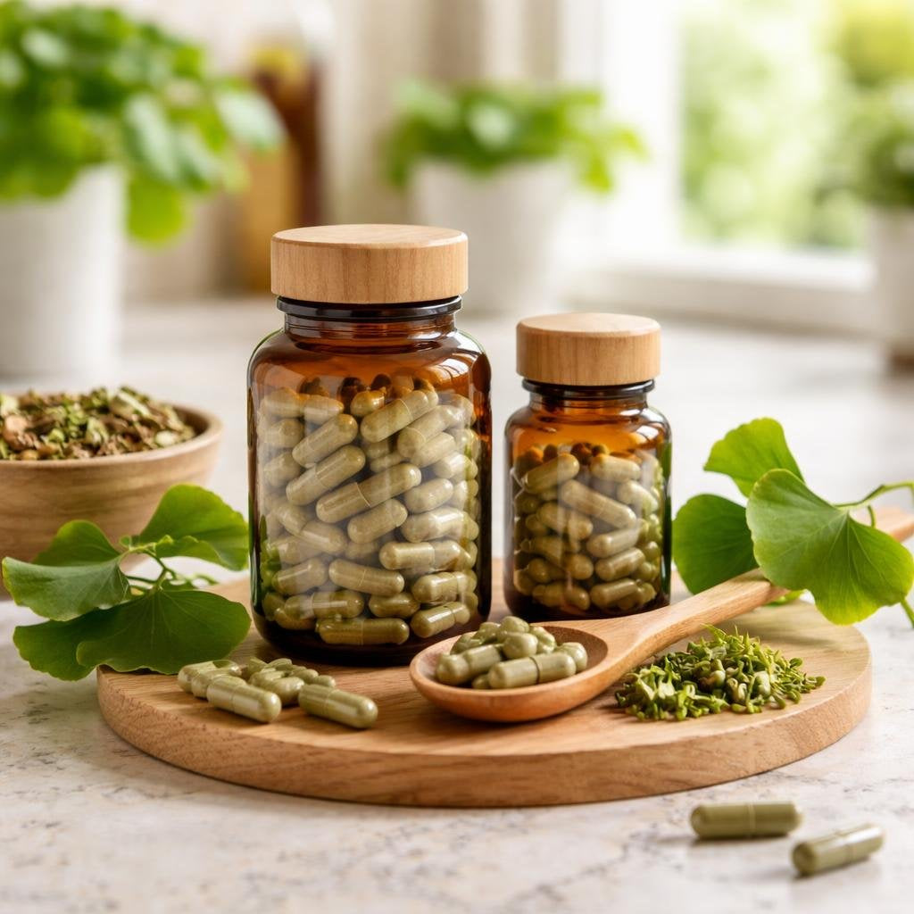 Ginkgo biloba capsules with standardised herbal extract