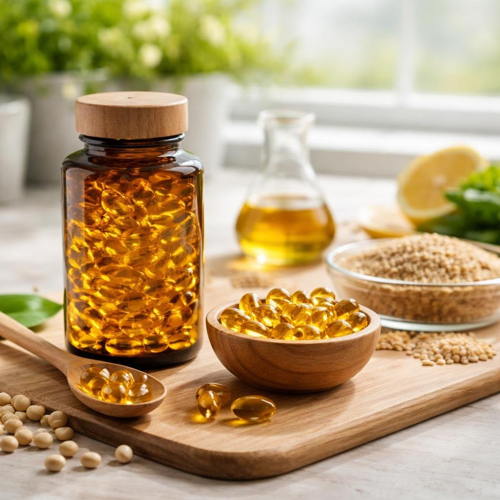 Lecithin softgel capsules from sunflower and soya