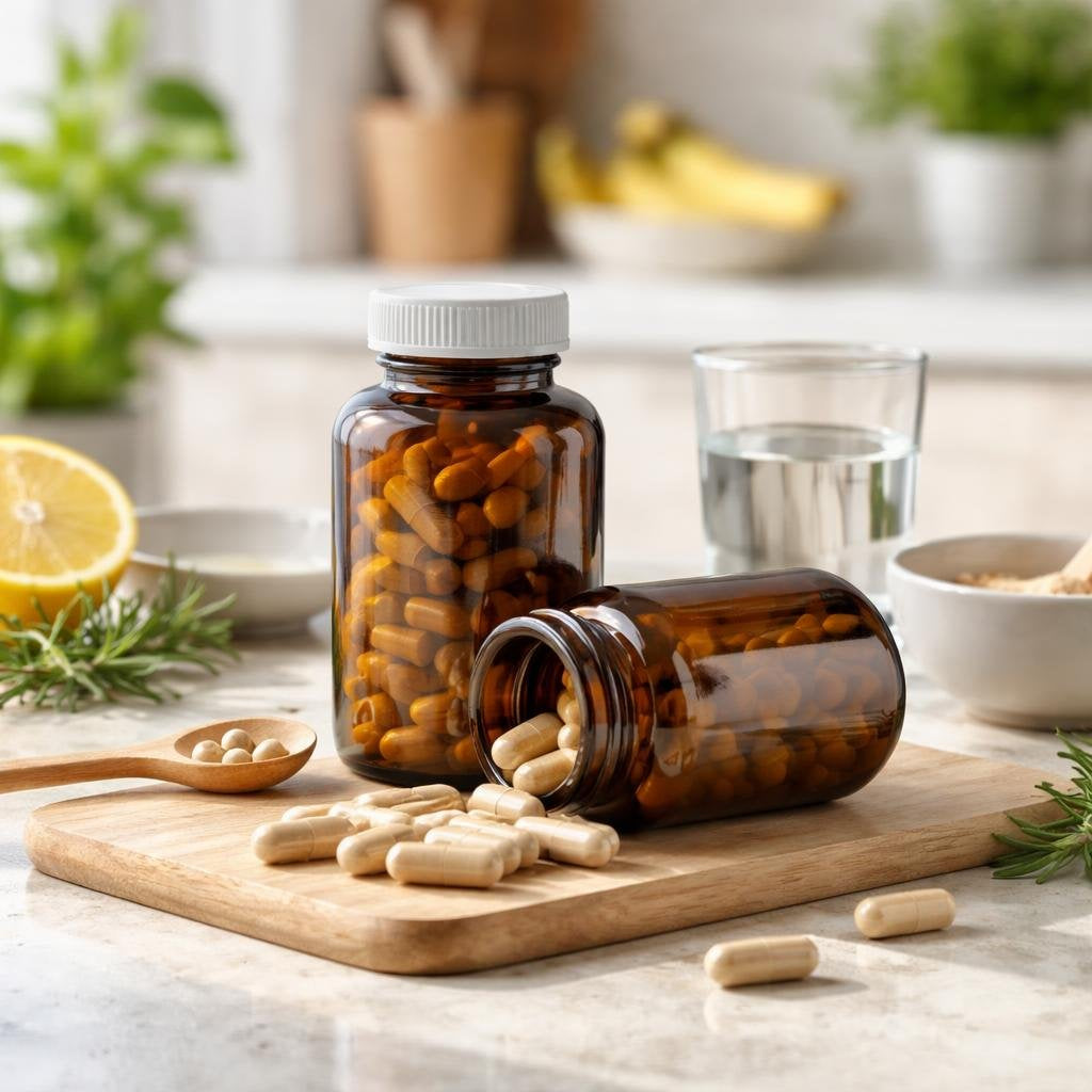 Liver extract capsules with clear nutrition label
